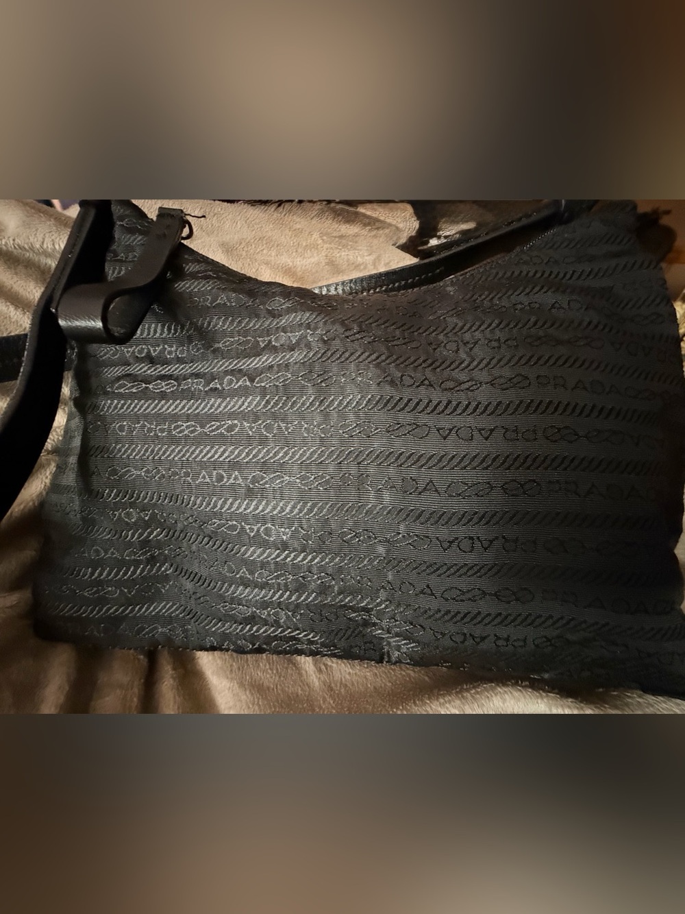 PRADA Tessuto Nylon Pochette, in Signature Logo Design & Matte Silver Hardware - Picture 2 of 14